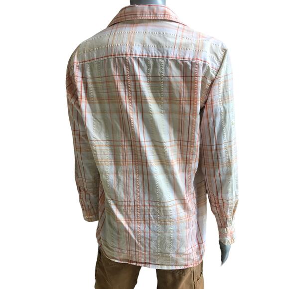 Van Heusen Plaid Orange White Cotton Button Down Shirt Men's Size Large - Picture 2 of 6